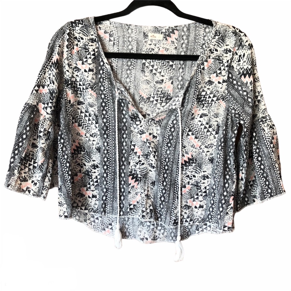 Hollister Crop Top Aztec Design Tassel Tie Top